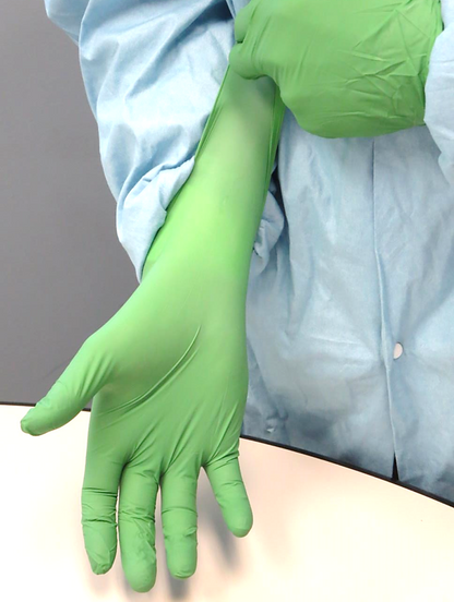 6110PF Showa Chemical Protection Nitrile Gloves, Green, Powder & Latex Free, 100 Gloves Per Box, Sizes S-XL