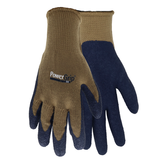 A300B Powergrip Rubber Palm 13 Gauge Gloves, Seamless Knit Liner, Brown/Black, Sizes M-XL