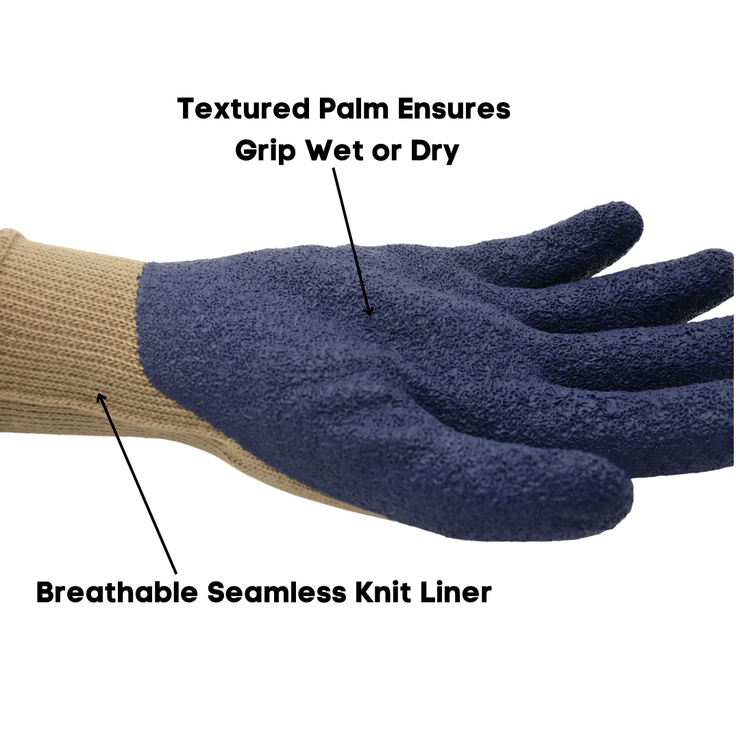 A300B Powergrip Rubber Palm 13 Gauge Gloves, Seamless Knit Liner, Brow –  Oregon Glove Company