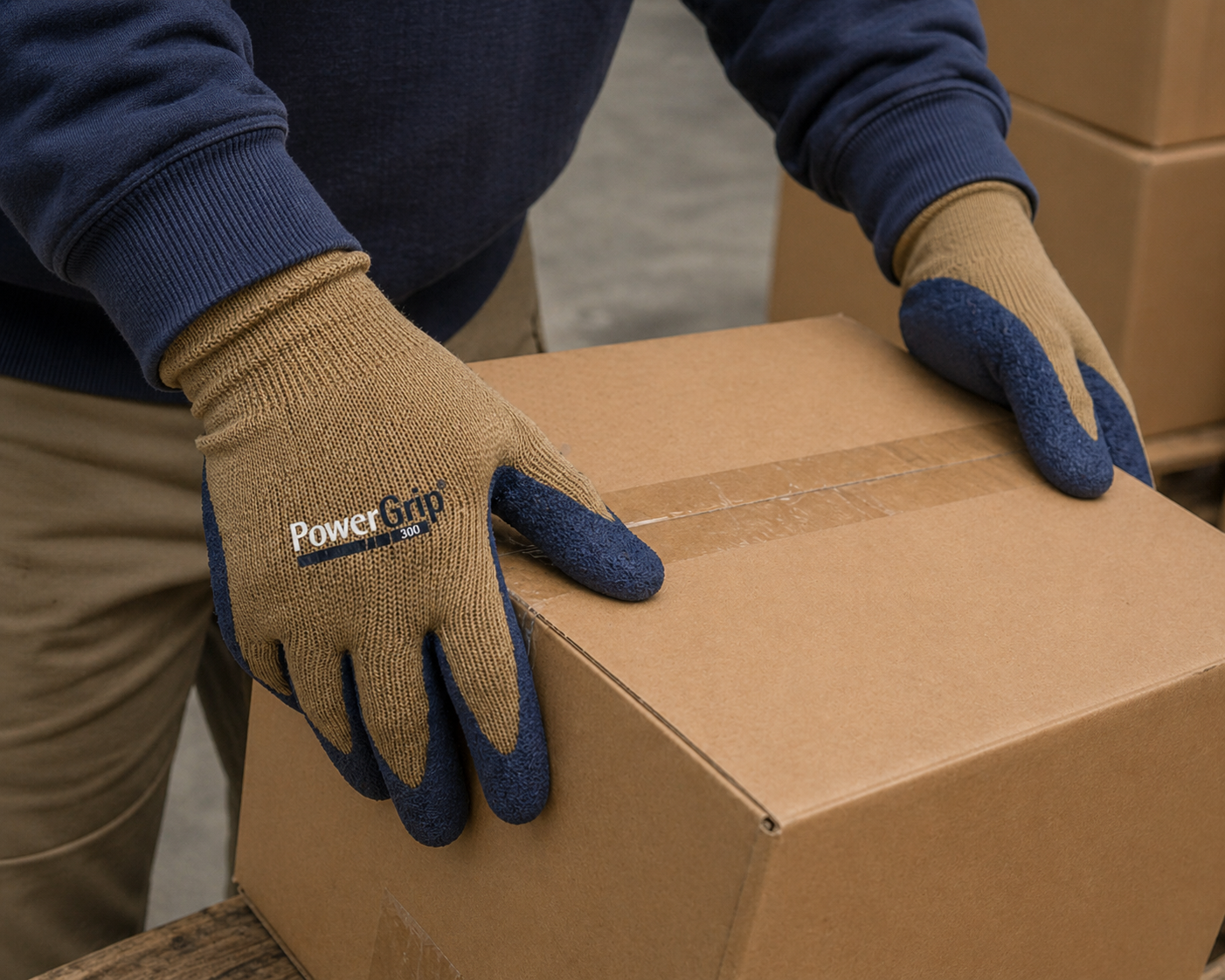 Red Steer A300B Powergrip Rubber Palm Gloves – 13 Gauge Knit, Brown/Black (M–XL)