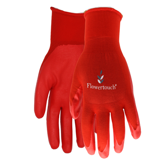 TA207 FLOWERTOUCH® Foam Natural Rubber Palm, Light Knit Liner, Red, Sizes S-L, Sold by Pair