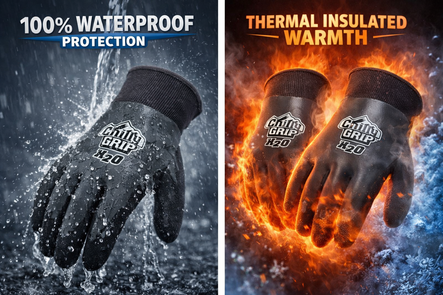 Chilly Grip A326 Waterproof H2O Thermal Insulated Gloves – Textured Grip, Cold Weather Protection (M–XL)