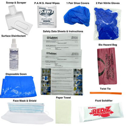Blood-borne Pathogen Kit, Blood and Body Fluid Clean Up, 11 Piece Unit, with Gown