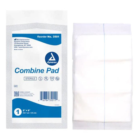 Combine Pads, 5" x 9", Sterile, Non-Woven, White Polyprop Phobic