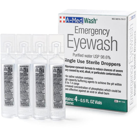 A-Med First Aid Eyewash- Set of 4 Vials- 0.5 FL OZ per vial