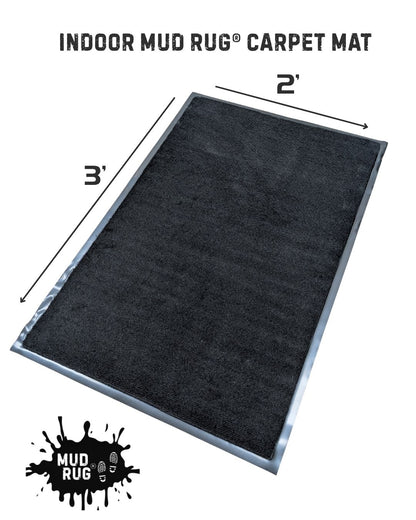 Mud Rug 2' x 3'Olefin Indoor Carpet Mats, Black, Vinyl Backing