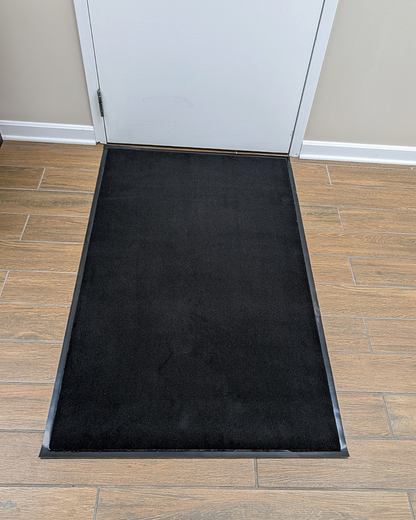Mud Rug 3' x 5'Olefin Indoor Carpet Mats, Black, Vinyl Backing