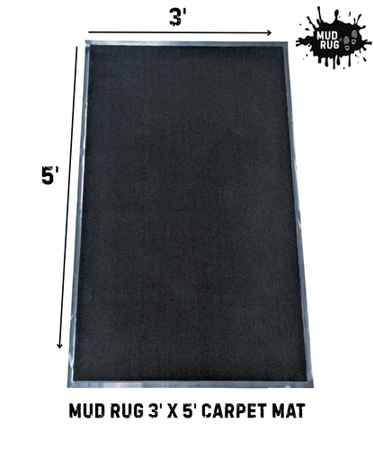 Mud Rug 3' x 5'Olefin Indoor Carpet Mats, Black, Vinyl Backing