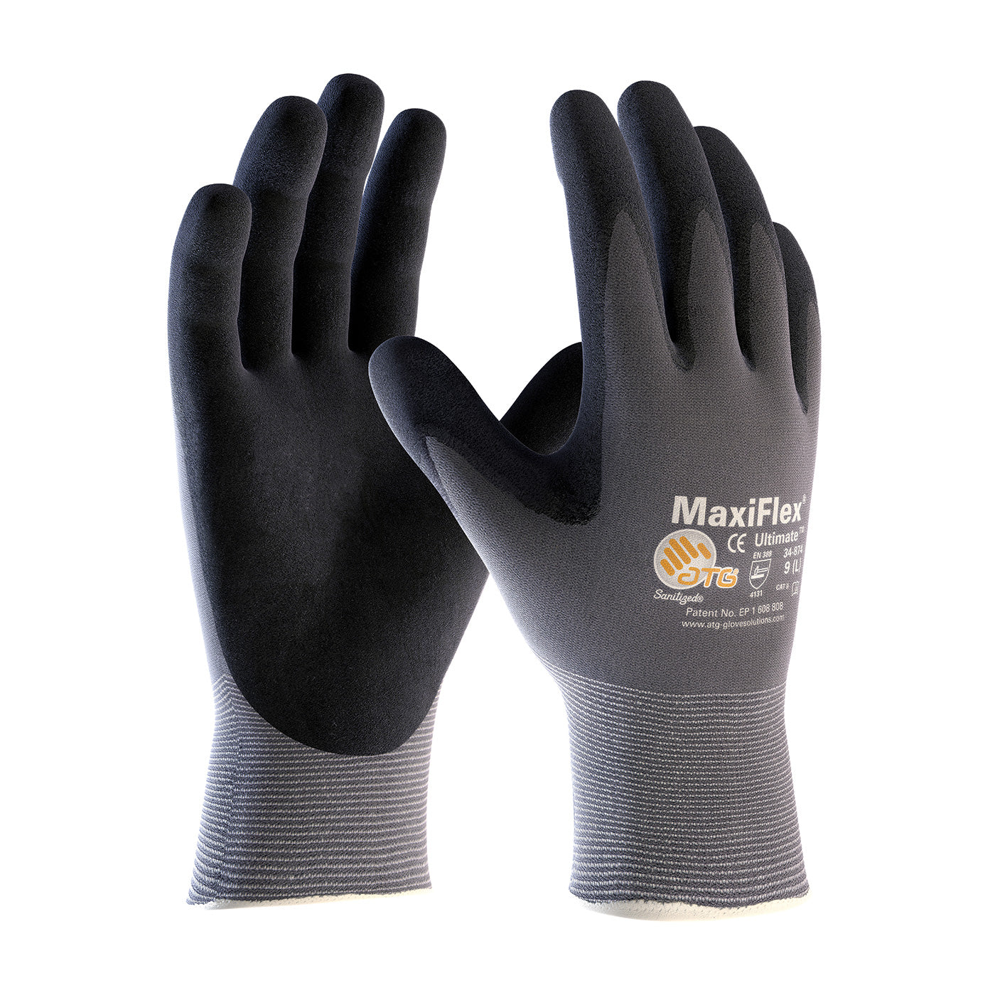 MaxiFlex Ultimate 34-874 Nitrile Coated Micro Foam Grip Gloves, Cut Resistant, Sizes M-XL