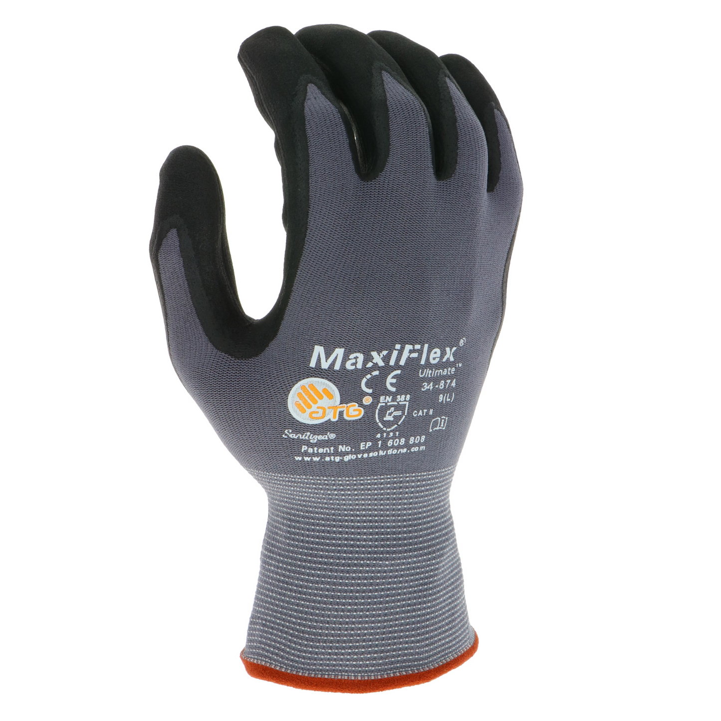 MaxiFlex Ultimate 34-874 Nitrile Coated Micro Foam Grip Gloves, Cut Resistant, Sizes M-XL