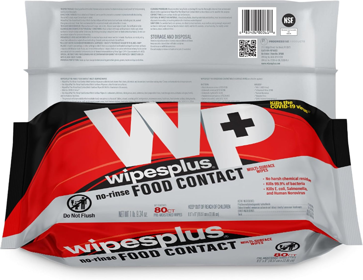 WIPESPLUS No-Rinse Food Contact Wipes, Multi-Surface Wipe, Unscented for Home and Business