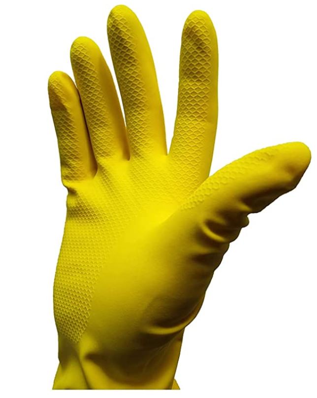 12" Multi Purpose Latex Gloves, Yellow Disposable Household, Textured, Chemical Resistant, 18 mil, Sizes S-XL