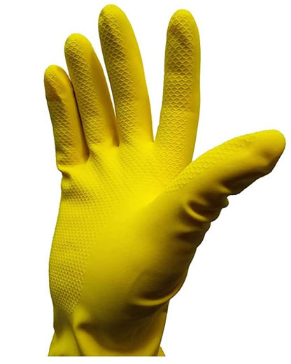 12" Multi Purpose Latex Gloves, Yellow Disposable Household, Textured, Chemical Resistant, 18 mil, Sizes S-XL