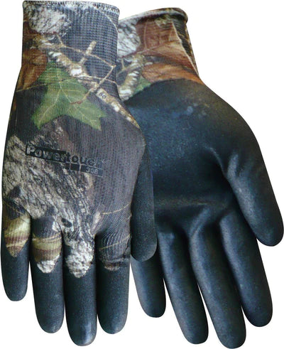 Red Steer MO-38 Powertouch MOSSY OAK® 13 Gauge Nitrile Palm Gloves, Sizes S-XL