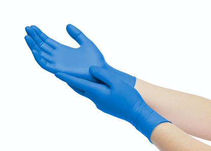 Blue Nitrile Exam Gloves, 4 mil, Powder Free, Latex Free, 100 Gloves Per Box, Sizes S-XL