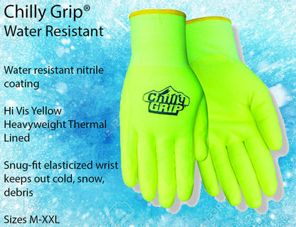 TA319 Chilly Grip Water Resistant Hi-Vis Thermal Gloves, Sizes S-XXL, Sold by Pair