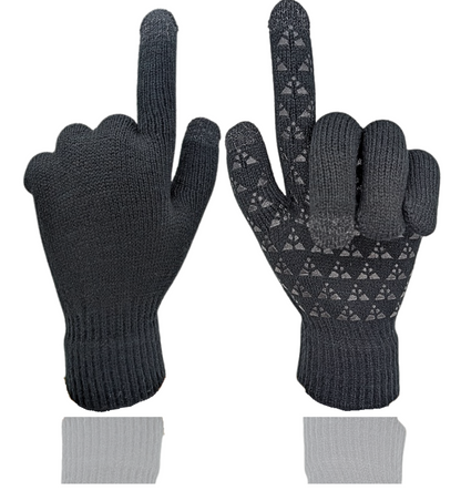 CozyTouch Winter Gloves, Touch Screen Compatible, Thermal Soft Knit Lining, 2 Pair Pack (Grey/Black)