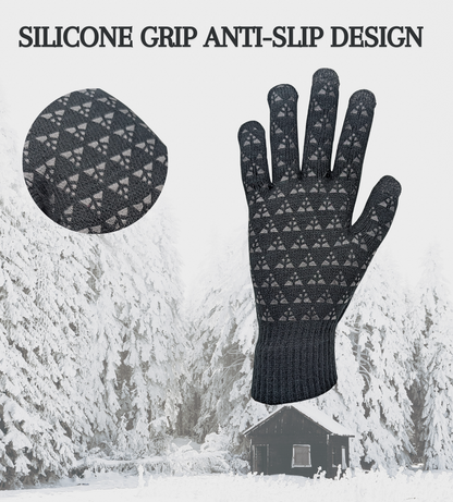 CozyTouch Winter Gloves, Touch Screen Compatible, Thermal Soft Knit Lining, 2 Pair Pack (Grey/Black)
