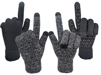 CozyTouch Winter Gloves, Touch Screen Compatible, Thermal Soft Knit Lining, 2 Pair Pack (Grey/Black)