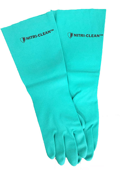 Nitri-Clean Green Nitrile, 22 Mil, 18" Length, Unlined Gloves, Chemical Resistant, Sizes S-XXL